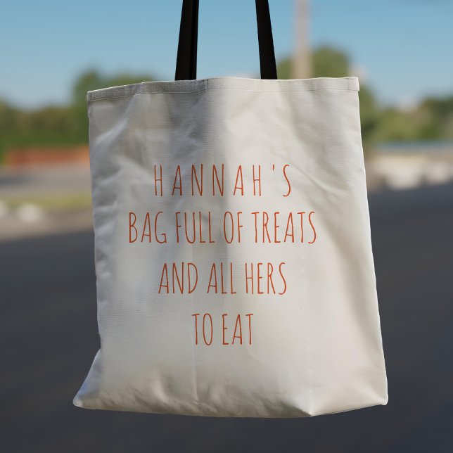 Custom Trick or Treat Halloween Tote Bag (Your bag full of treats and all yours to eat. Add your Name!)