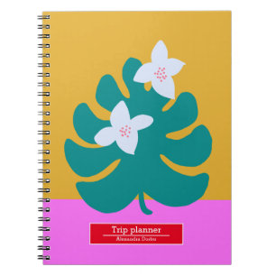 Custom trip travel name modern floral Notebook