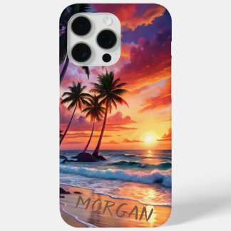 Custom Tropical Beach Sunset | Coastal Art iPhone 15 Pro Max Case