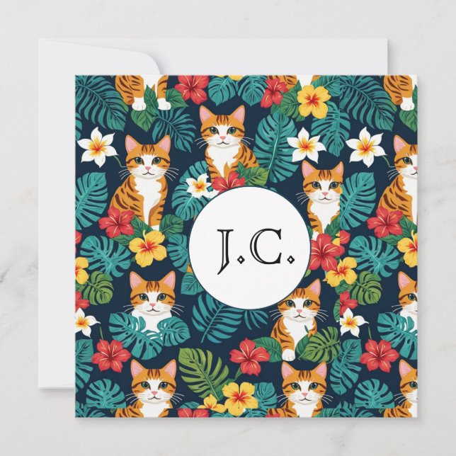custom Tropical Cat Lover Card – Hawaiian Sticker (Front)