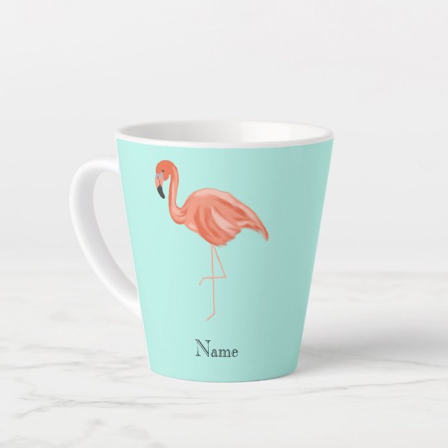 Custom Tropical Flamingo Latte Mug (Left Angle)
