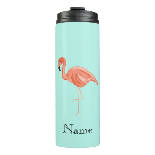 Custom Tropical Flamingo Thermal Tumbler (Front)