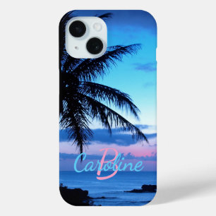 Custom Tropical Island Beach Ocean Sunset Photo iPhone 15 Case