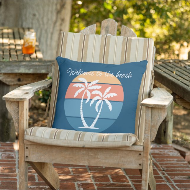 Custom Tropical Island Beach Seashore Ocean Sunset Cushion (Chair)