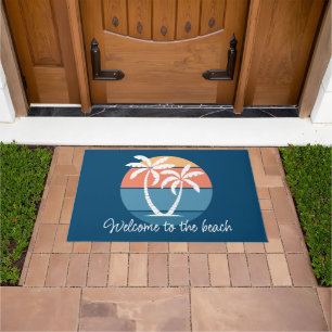 Custom Tropical Island Beach Seashore Ocean Sunset Doormat