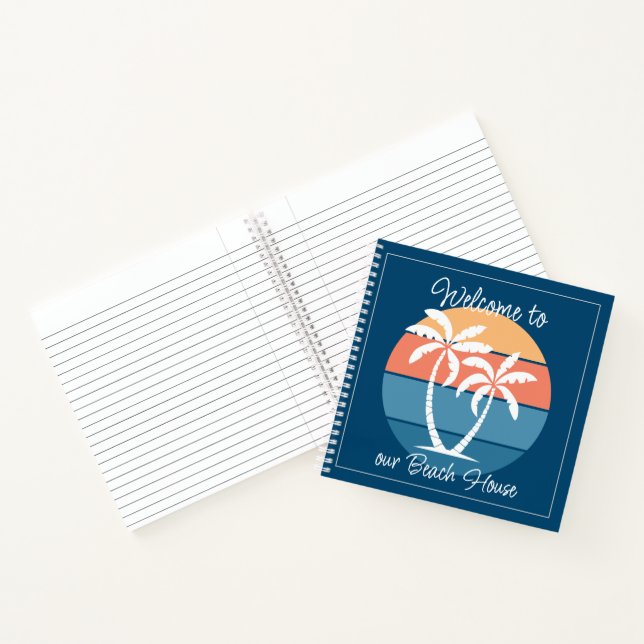 Custom Tropical Island Beach Seashore Ocean Sunset Notebook (Inside)
