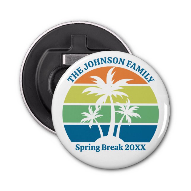 Custom Tropical Island Palm Trees Trip Keepsake Bottle Opener (Front)