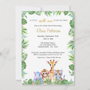Custom Tropical Jungle Giraffe Tiger Baby Shower Invitation