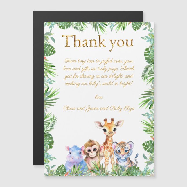 Custom Tropical Jungle Giraffe Tiger Thank you (Front/Back)