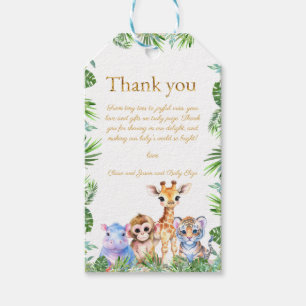 Custom Tropical Jungle Giraffe Tiger Thank you Gift Tags