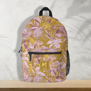 Custom Tropical Leaf Yellow Graphic Modern Design Printed Backpack