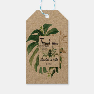 Custom Tropical Monstera Leaf Wedding Thank You Gift Tags