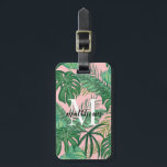 Custom Tropical Palm Leaves Pink Monogram Name   Luggage Tag<br><div class="desc">Custom Tropical Palm Leaves Pink Monogram Name Luggage Tag</div>