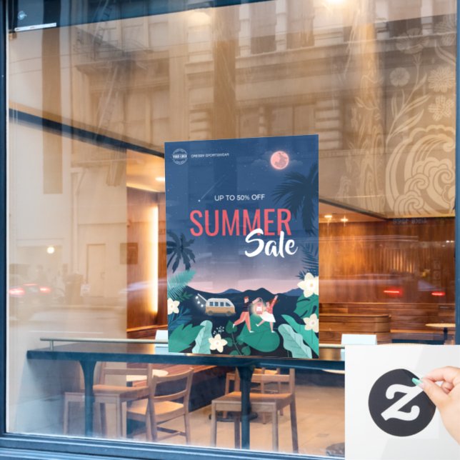 custom Tropical Palm Summer Sale Business Ads (Cafe Window)