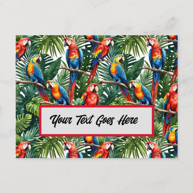 Custom Tropical Parrot Postcard – Jungle Macaw  (Front)