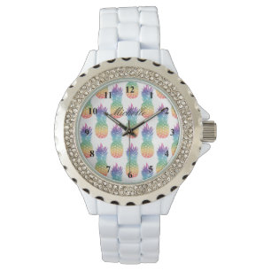 Custom tropical pineapple fruit pattern women's watch