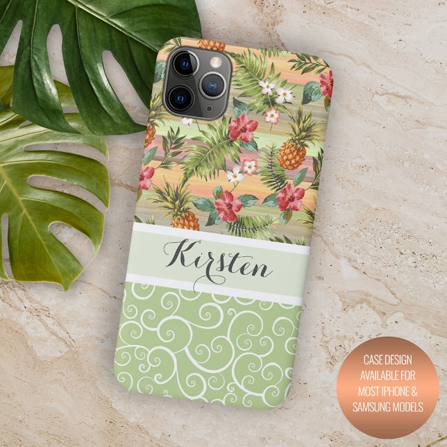 Custom Tropical Pineapples Colorful Floral Pattern Case-Mate iPhone Case (Creator Uploaded)