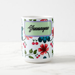 Custom Tropical Turtle Cherry Floral Pattern  Coffee Mug