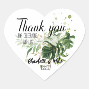 Custom Tropical Wedding Heart Favour Envelope Seal