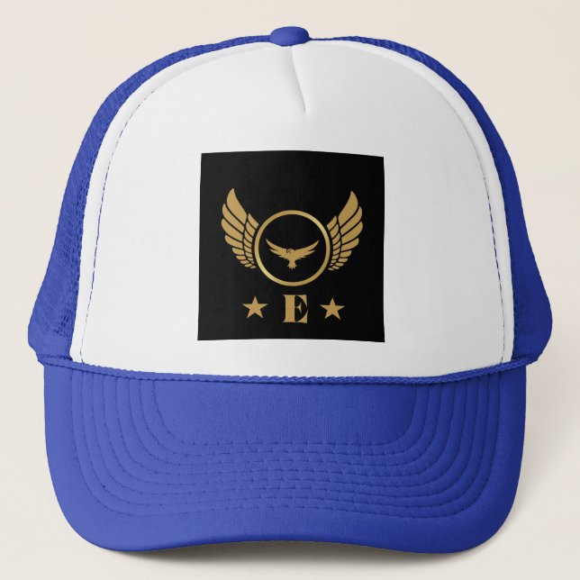Custom Trucker Hat with Monogram E Hair Accessory (Front)