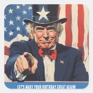 Custom Trump Funny Message for Happy 50th Birthday Square Sticker