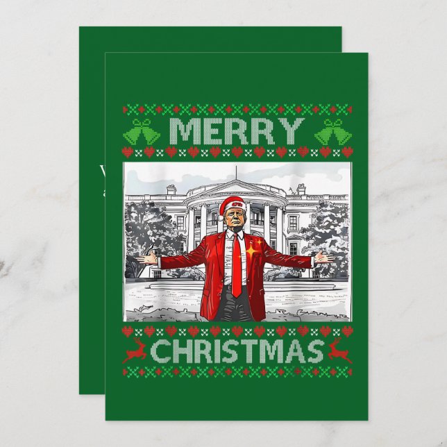 Custom Trump Santa Hat Merry Christmas   Holiday Card (Front/Back)