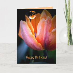Custom Tulip & Text Birthday Card