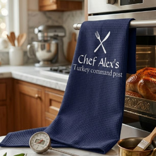 Custom "Turkey Command Post" Thanksgiving Tea Towel