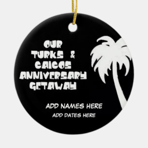 Custom Turks & Caicos Anniversary Ceramic Tree Decoration