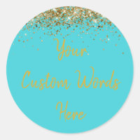 Custom Turquoise Blue & Gold Birthday Party Favour