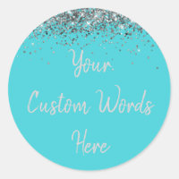Custom Turquoise Blue Silver Birthday Party Favour