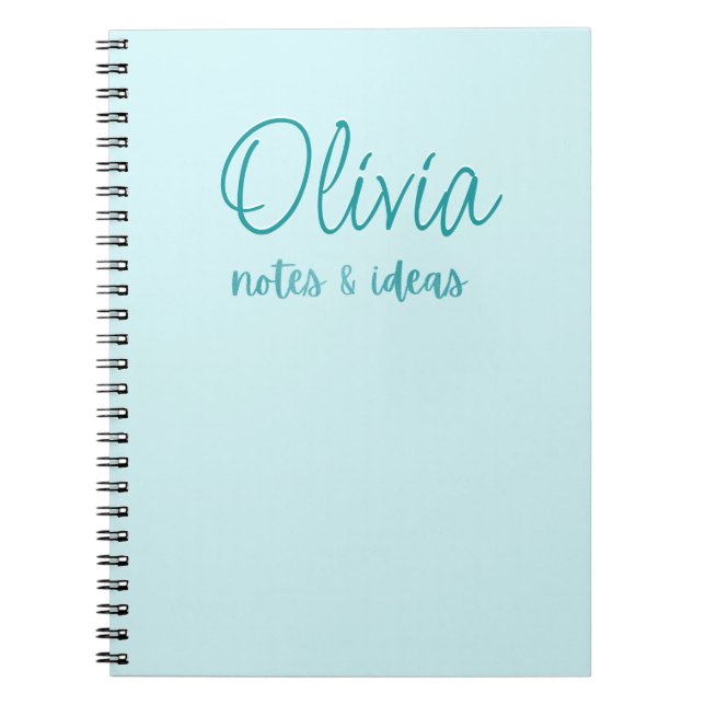 Custom Turquoise | Faux Teal Foil Notes & Ideas Notebook (Front)