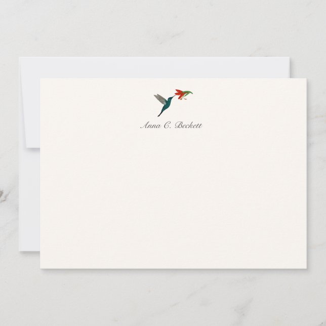 Custom Turquoise Hummingbird Note Card (Front)