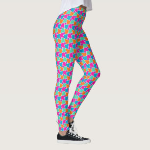 Custom Turquoise, Magenta, Orange, Aqua Mosaic Leggings