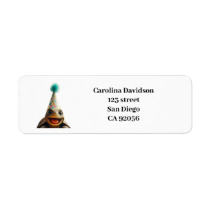 Custom turtle party place settings return address label
