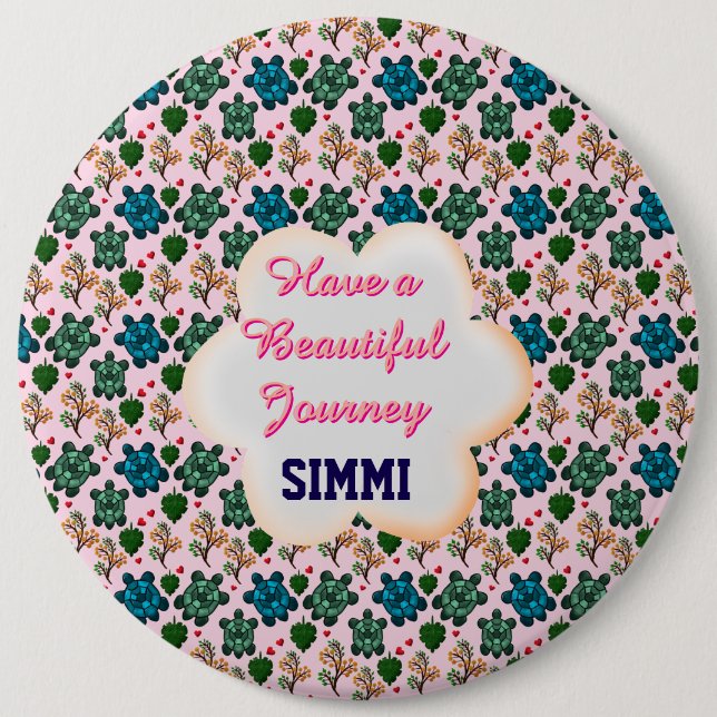 Custom turtle pattern  6 cm round badge (Front)