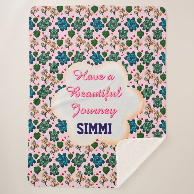 Custom turtle pattern  sherpa blanket (Front)