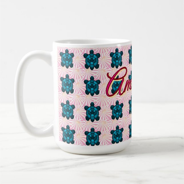 Custom turtle pattern Sherpa Blanket Coffee Mug (Left)