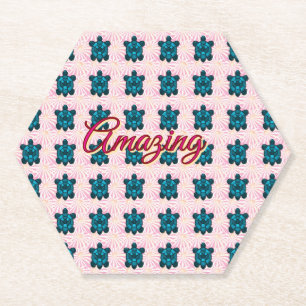 Custom turtle pattern Sherpa Blanket Paper Coaster