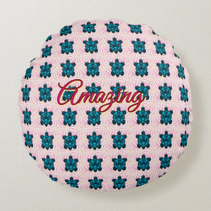 Custom turtle pattern Sherpa Blanket Round Cushion