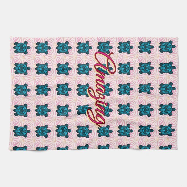 Custom turtle pattern Sherpa Blanket Tea Towel (Horizontal)