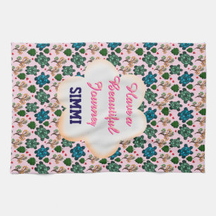 Custom turtle pattern  tea towel