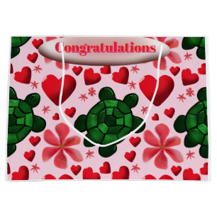 Custom turtle pattern  wrapping paper large gift bag