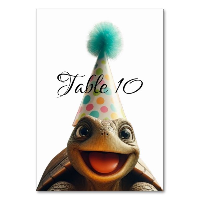 Custom Turtle Table Cards,  Table Number (Front)