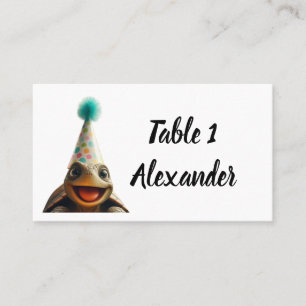Custom turtle with party hat place setting place card