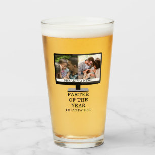 Custom TV farter of the year funny dad 2 photo Glass