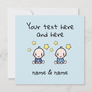 Custom Twin Baby Boys Congratulations w. Names, Card