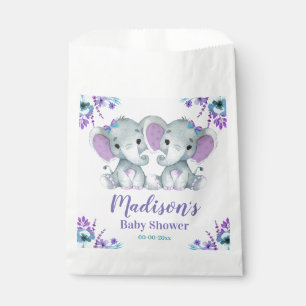 Custom Twin Girl Elephant Baby Shower Favor Bags 