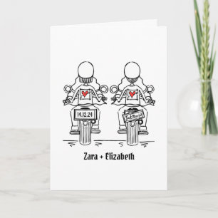 Custom Two Brides Biker Motorcycle Evening Wedding Invitation