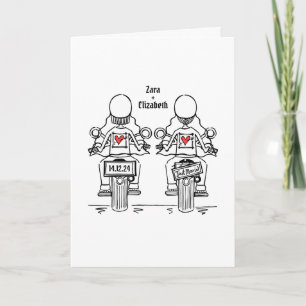 Custom Two Brides Biker Motorcycle Evening Wedding Invitation